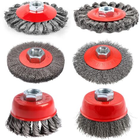 Lot de 6 brosses métalliques M14 pour perceuse meuleuse, diamètre 75 mm/100 mm, pour bois et méta, pour éliminer la rouille, la peinture