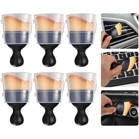 Lot de 6 Brosses Nettoyage Voiture, Set Intérieur, Brosse Anti-Rayure intérieur, Époussette pour Détail, intérieur Auto, Matériel Soin Premium -