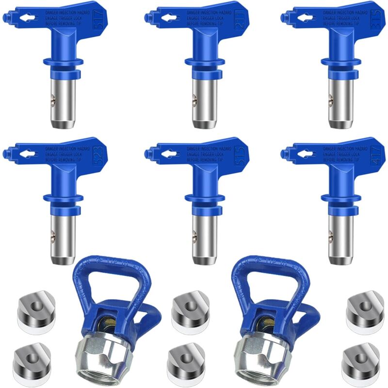 Lot de 6 buses de pulvérisation airless réversibles pour pulvérisateur de peinture haute pression (types 211, 315, 417, 515, 517, 523)