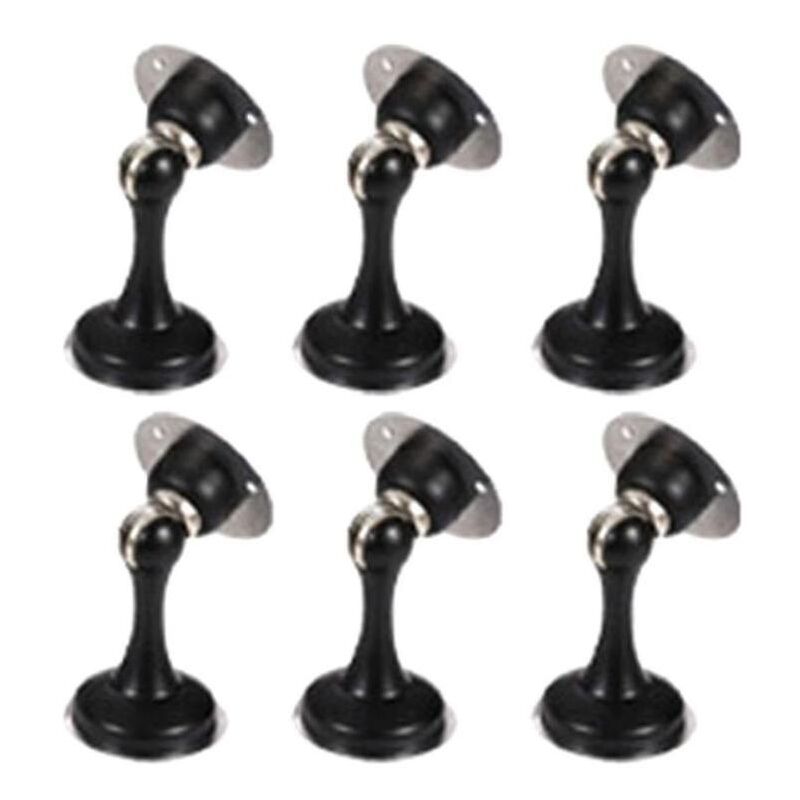 Lot de 6 butées de porte magnétiques en acier inoxydable pour bas de porte, fixation murale au sol, noir