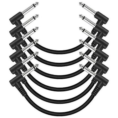 Lot de 6 câbles patch pour guitare de 15 cm (6 pouces), câble pour pédale d'effet blindé coudé.