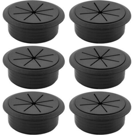 Lot de 6 - Cache-trous pour câbles - Œillets de bureau - Rondelles en plastique - Convient pour les bureaux, les ordinateurs et les postes de travail
