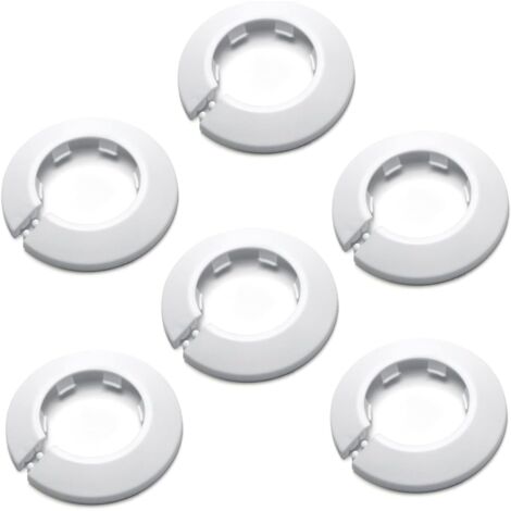 Lot de 6 cache-tuyaux, plastique PP, diamètre 40 mm, finition mate, pour tuyauterie eau et salle de bain