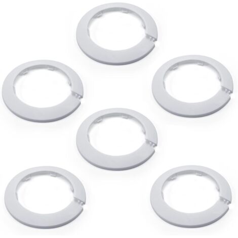 Lot de 6 cache-tuyaux, plastique PP, diamètre 90 mm, blanc, pour radiateur et évacuation