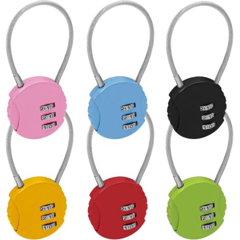 Lot de 6 cadenas à combinaison à 3 chiffres - Cadenas étanche pour l'extérieur - Mini cadenas à combinaison pour bagages, casiers scolaires, sacs à dos, boîtes à outils et rangement - 6 couleurs