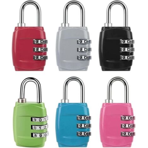 Lot de 6 Cadenas à Combinaison,Petit Cadenas à Code 3 Chiffres,Cadenas Code Exterieur Antirouille,Cadenas à Combinaison pour Valises Casiers à Dos