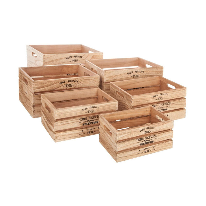 Atmosphera - Lot de 6 Cagettes de Rangement 'White Factory' 40cm Naturel