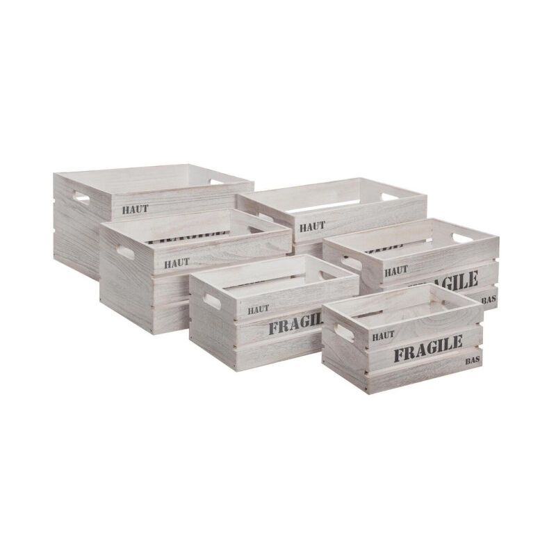 Atmosphera - Lot de 6 Cagettes 'Histoire' 40cm Blanc