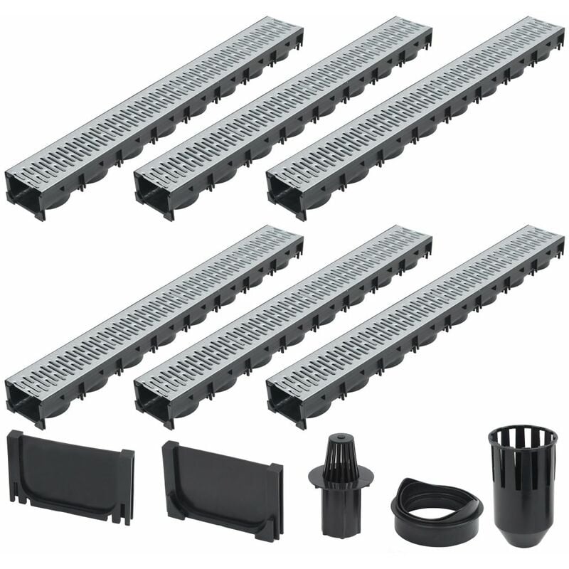Helloshop26 - Lot de 6 caniveaux de drainage acier galvanisé 100 cm