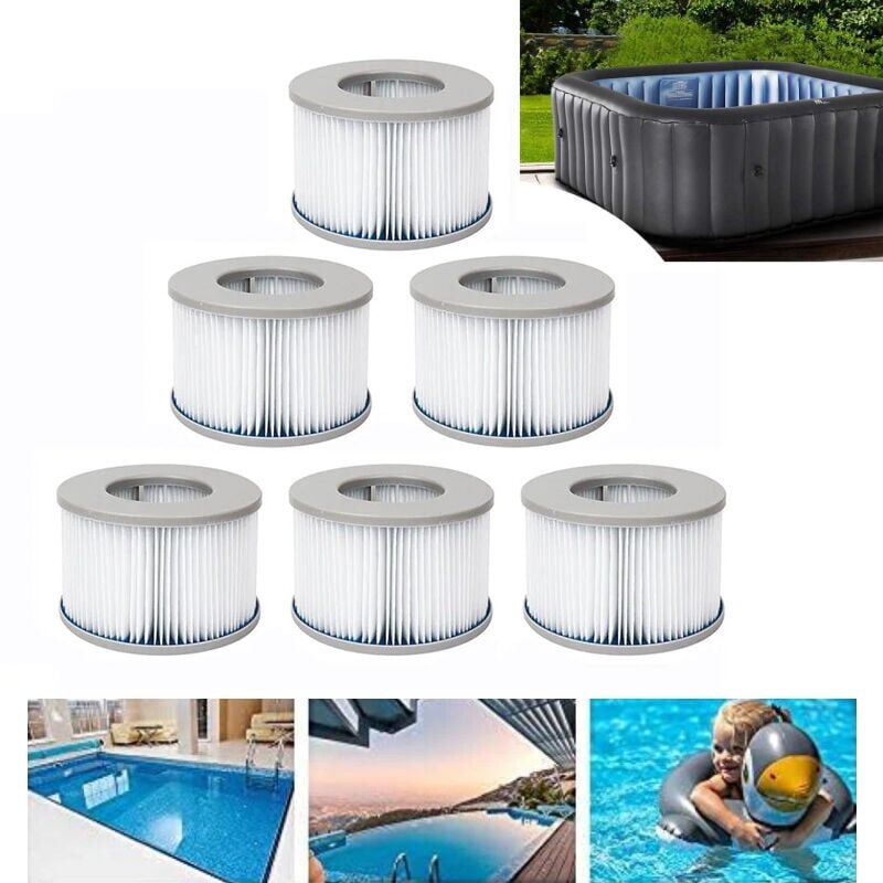SNQ - Lot de 6 Cartouche de filtre de piscine, Filtres de Bain à remous pour mspa FD2089 piscines gonflables, Pompe à Cartouche filtrante Version
