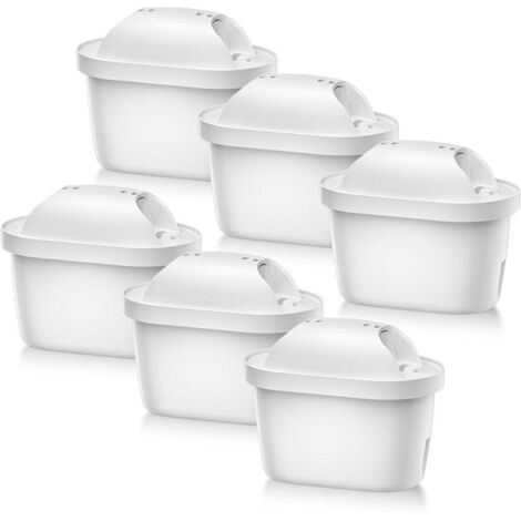 Lot de 6 cartouches de filtre à eau compatibles avec bouilloire Brita, MarellaJug, Maxtra+Plus, Maxtra Pro tout-en-1, réduit le chlore, les métaux lourds et le calcaire, meilleur goût