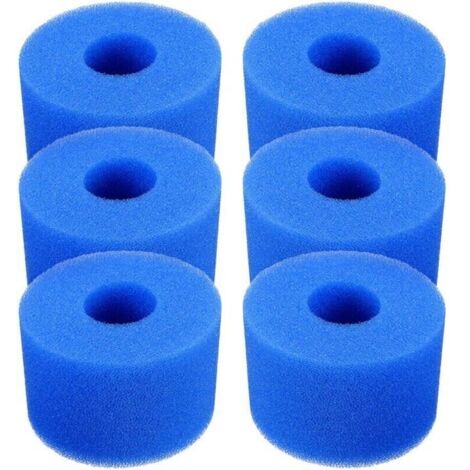 Lot de 6 cartouches de filtre de piscine réutilisables et lavables en mousse pour jacuzzi type S1 (bleu)
