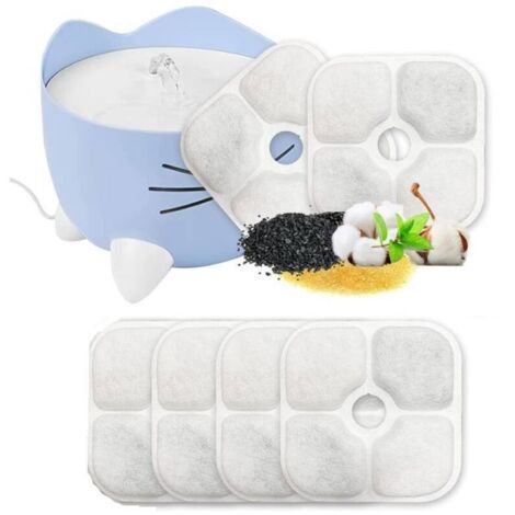 Lot de 6 cartouches filtrantes de rechange pour filtres de fontaine avec système de filtration à trois couches en résine de charbon actif pour fontaines et chats