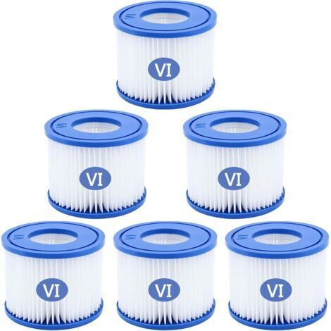 Lot de 6 Cartouches filtrantes pour Piscine Type VI, Cartouche Filtre pour Bestway Pompe de Piscine, Filtre de Piscine Intex pour Lay-Z-Spa, Miami, Monaco, Vegas