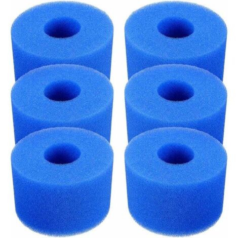 Lot de 6 Cartouches Filtre Piscine Réutilisables Lavables Mousse Type S1 Bleu Jacuzzi