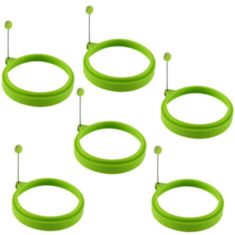 Lot de 6 cercles à œufs en silicone antiadhésifs, idéaux pour la cuisson des œufs, les œufs au plat ou les crêpes.