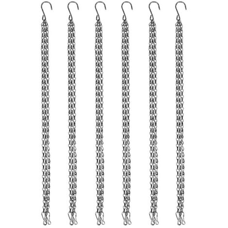 Lot de 6 chaînes de suspension robustes de 50 cm, avec système de suspension à 3 points pour plantes de jardin.