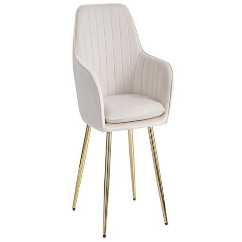 Homy France - Lot de 6 Chaise canvas en velours pieds gold Beige