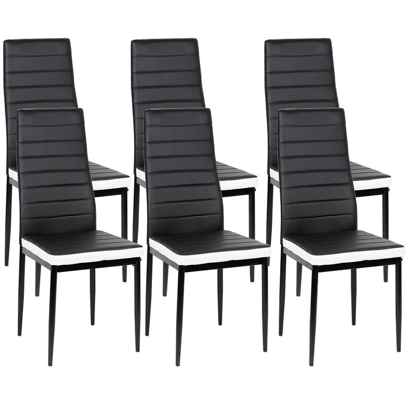 Haloyo - Lot de 6 Chaise Cuisine, Chaise de Salle à Manger, Dossier Haut de la Cuisine, Chaise de Salle à Manger Confortable et Durable Blanc/noir