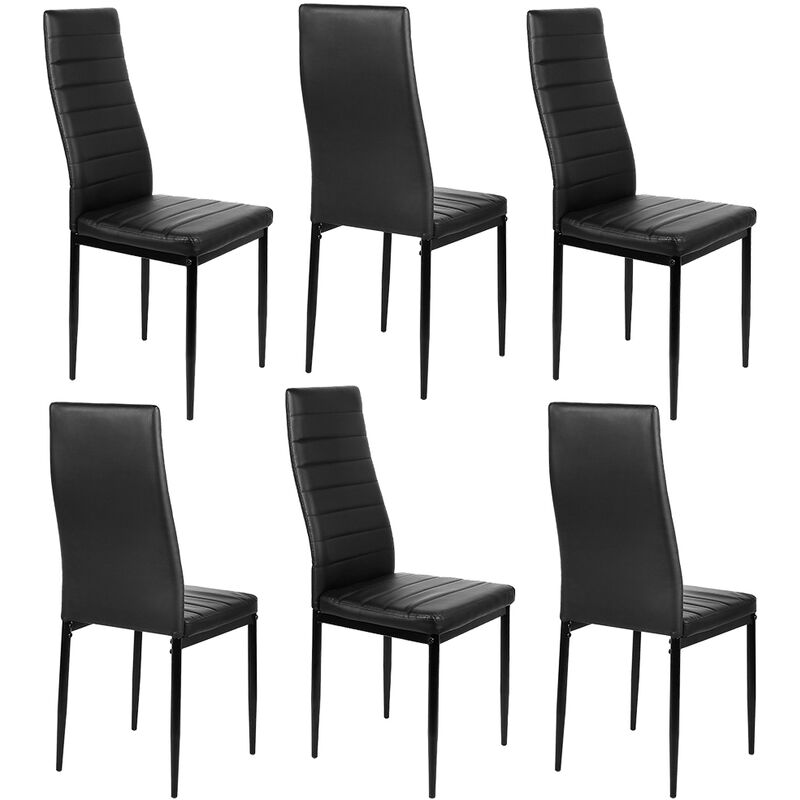 Haloyo - Lot de 6 Chaise Cuisine, Chaise de Salle à Manger, Dossier Haut de la Cuisine, Chaise de Salle à Manger Confortable et Durable-noir