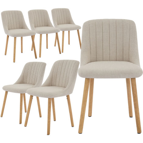 LOT DE 6 - CHAISE DE SALLE A MANGER -Scandinave-BEIGE