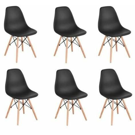 Lot de 6 chaise Scandinave design La mode Salle à Manger Chaises de Noir - 41cm * 46cm * 82cm