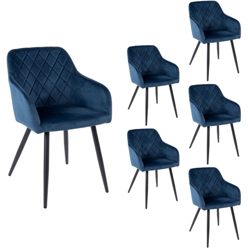 M&s - Lot de 6 chaises 59x56x82 cm en velours bleu - velvet