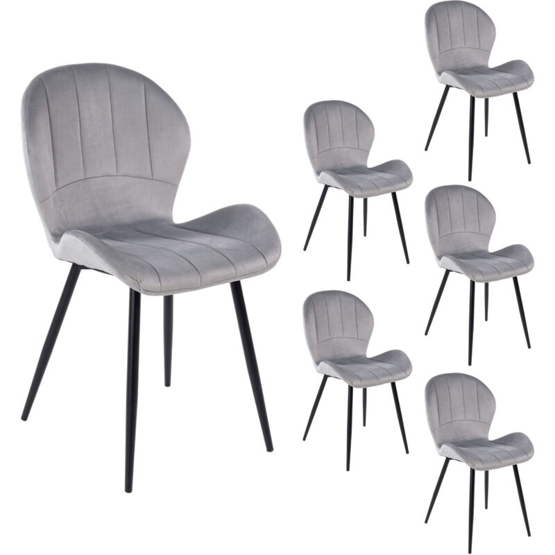 M&s - Lot de 6 chaises 61x51x88 cm en velours gris - velvet