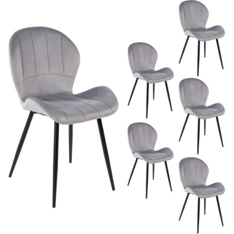 Lot de 6 chaises 61x51x88 cm en velours gris - VELVET