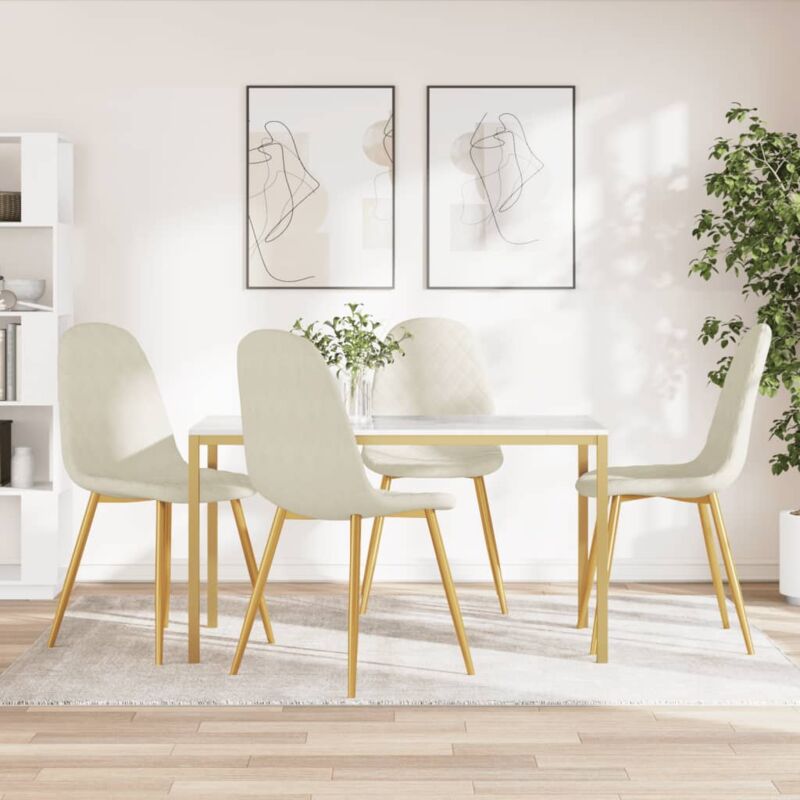 Lot de 4 Chaises à manger, Chaises à dîner, Chaises de cuisine crème velours KEF985751 DESIGN IN