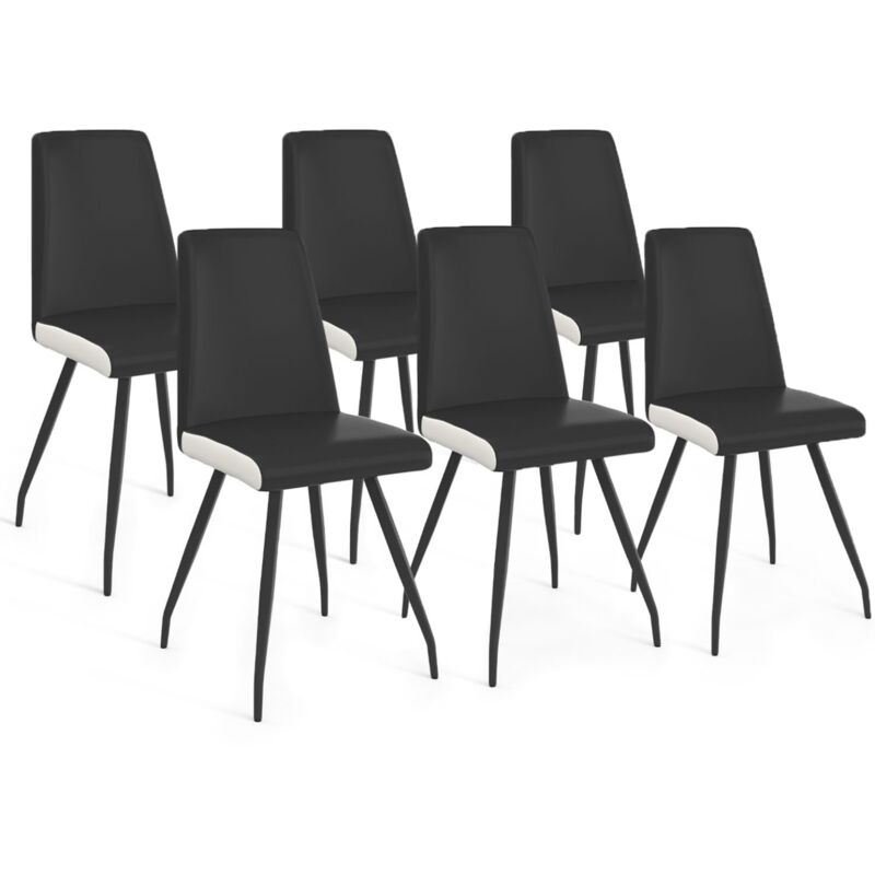 Idmarket - Lot de 6 chaises ada noires liseré blanc pied araignée pour salle à manger