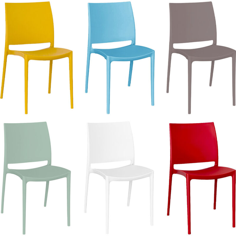 Okaffarefatto - Lot de 6 chaises Altea en polypropylène jaune céleste taupe vert blanc rouge