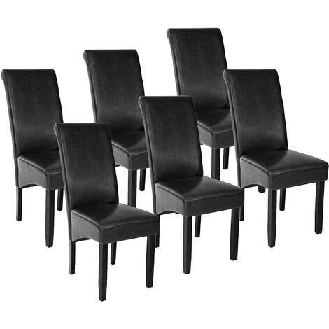 Lot de 6 chaises aspect cuir - lot de 6 chaises salle a manger, chaises de cuisine, chaises de salon