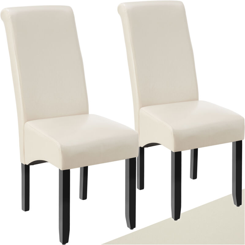 Tectake - Ensemble de 2 chaises de salle à manger Rembourrées aspect cuir crème