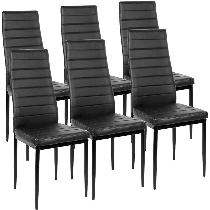 Sifree - Lot de 6 chaises avec surpiqûre, Chaises de cuisine tapissées, Chaises à manger Pack 6 (Noir, 6)