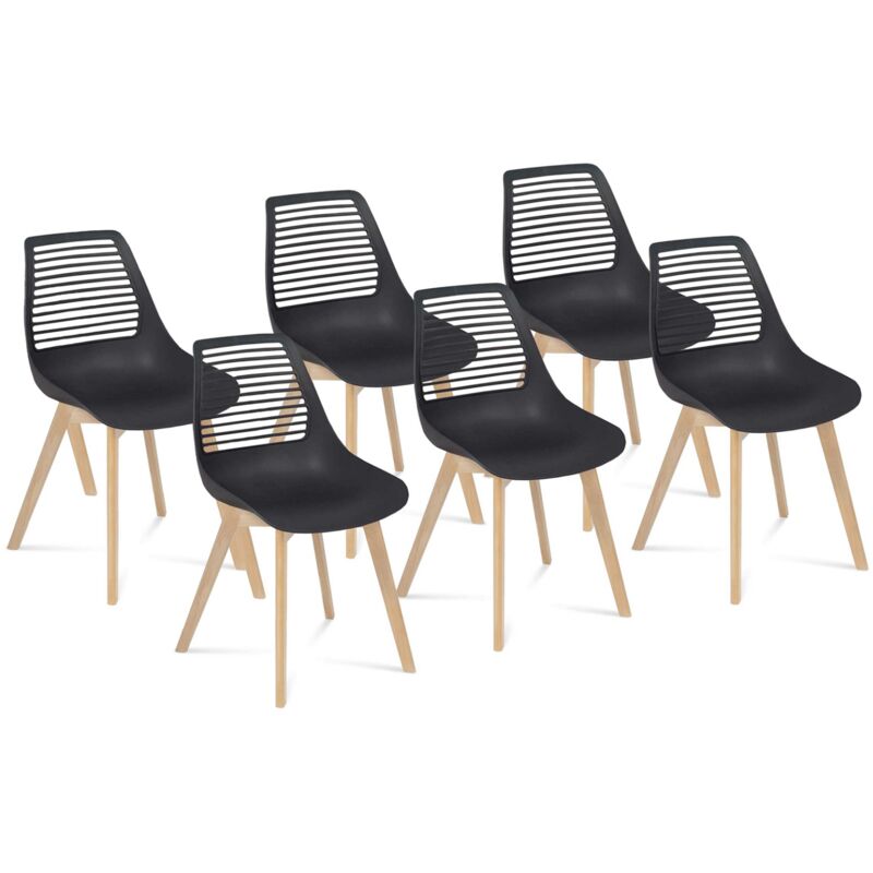 Lot de 6 chaises bonnie noires pour salle à manger