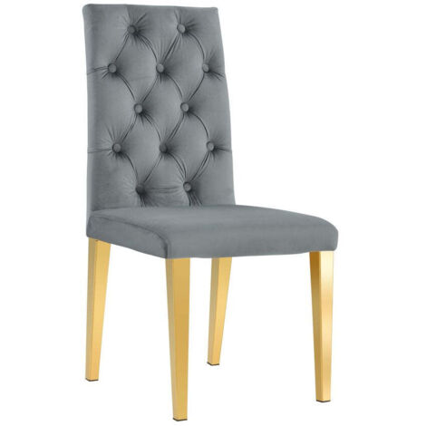 Lot de 6 Chaises capitonnées NEVADA Gold velours Moka