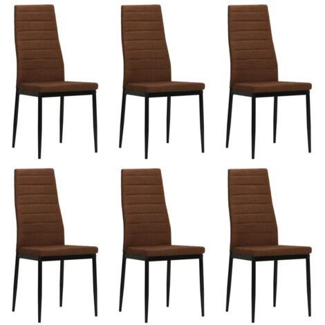 Lot de 6 Chaises Chaises de salle à manger Chaise de cuisine Marron Tissu 93054