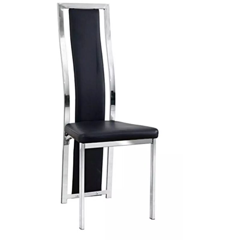 Homy France - Lot de 6 chaises Dana simili Noir contour chromé