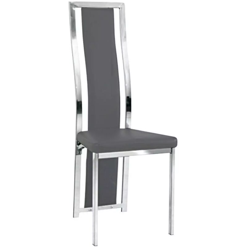 Homy France - Lot de 6 chaises Dana simili Gris contour chromé