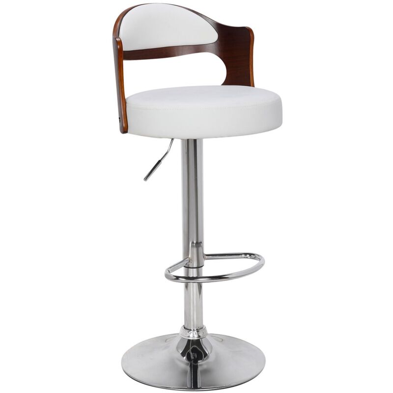 Cotecosy - Lot de 6 chaises de bar Ruben Bois Noisette et Simili Blanc