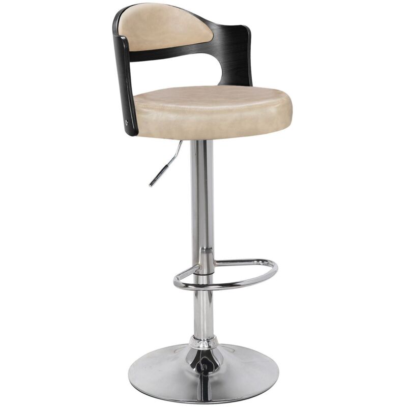 Cotecosy - Lot de 6 chaises de bar Ruben Bois Noir et Simili Crème