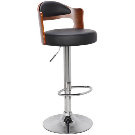 Lot de 6 chaises de bar Ruben Bois Noisette et Simili Noir