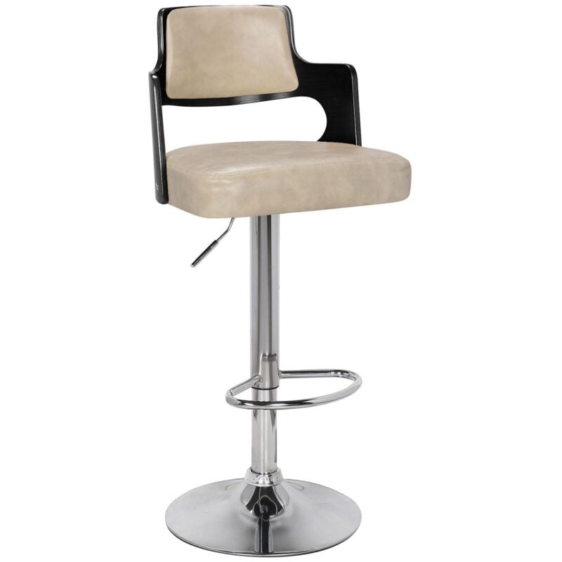 Lot de 6 chaises de bar Russel Bois Noir et Crème