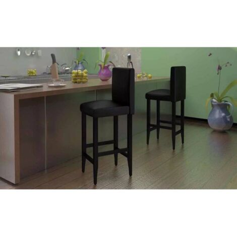 Lot de 6 Chaises de bar Tabourets de bar - Tabouret Haut Noir Similicuir BV827066 - BonneVie