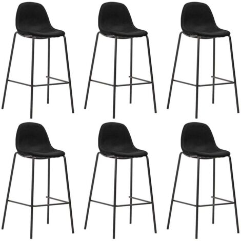 Lot de 6 Chaises de bar Tabourets de bar - Tabouret Haut Noir Tissu BV604566