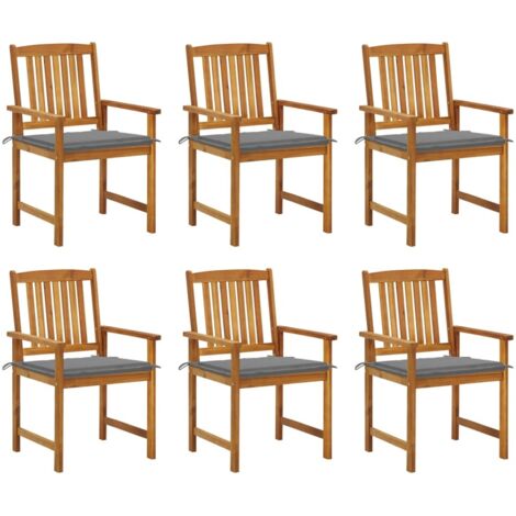 Lot de 6 Chaises de jardin avec coussins - Chaises d'extérieur pour terrasse/jardin Bois d'acacia massif BV396610 - BonneVie