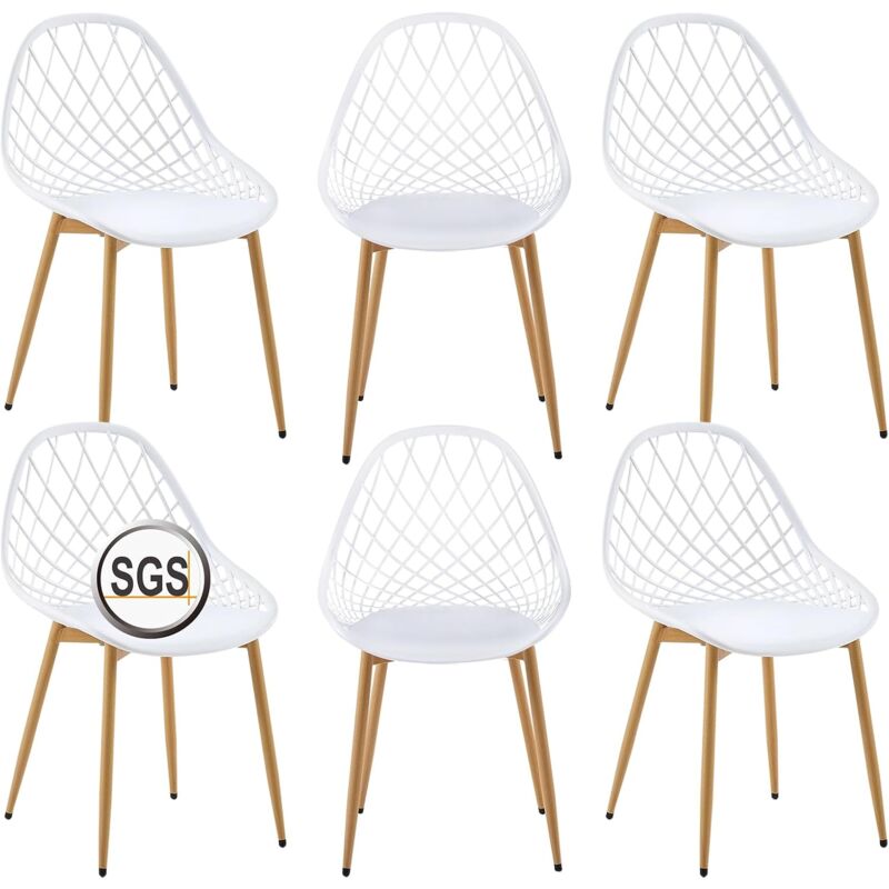 Eggree - Lot de 6 Chaises de Jardin, Chaise de Jardin Exterieur Chaise Exterieur de terrasse, avec Pieds en Métal, pour l'extérieur, la Plage, Le