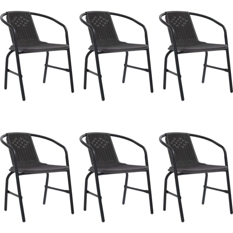 Lot de 6 Chaises de jardin, Chaises d'extérieur, Fauteuils de jardin rotin plastique et acier 110 kg togp34061 DESIGN IN