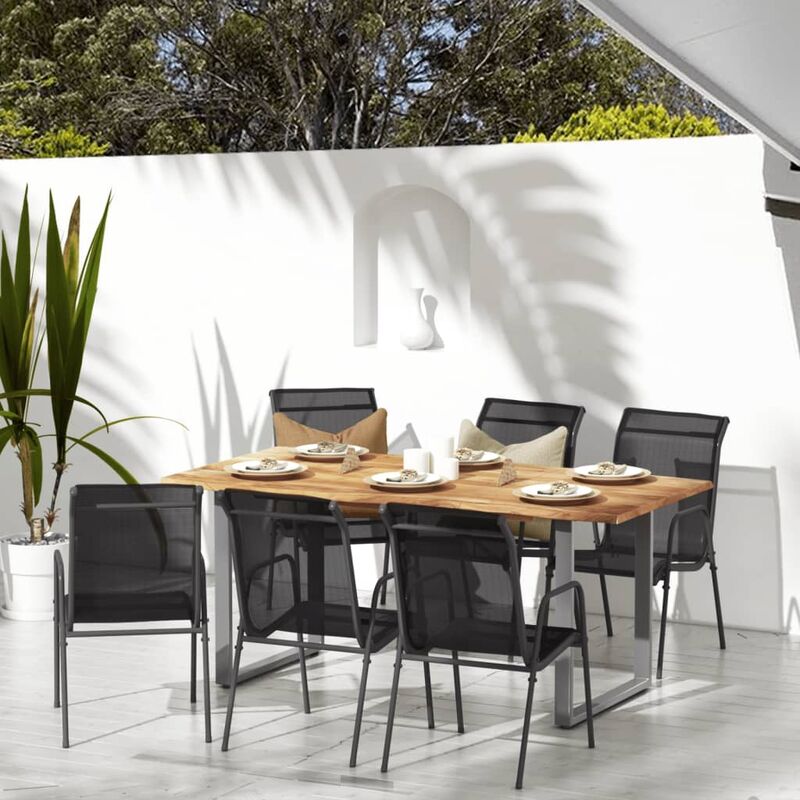 Design In - Lot de 6 Chaises de jardin - Chaises d'extérieur pour terrasse/jardin Acier et textilène Noir BV550181
